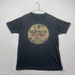 Guinness Beer Crewneck Tee Shirt MensSize L Gray Retro VTG Beer Harp Logo